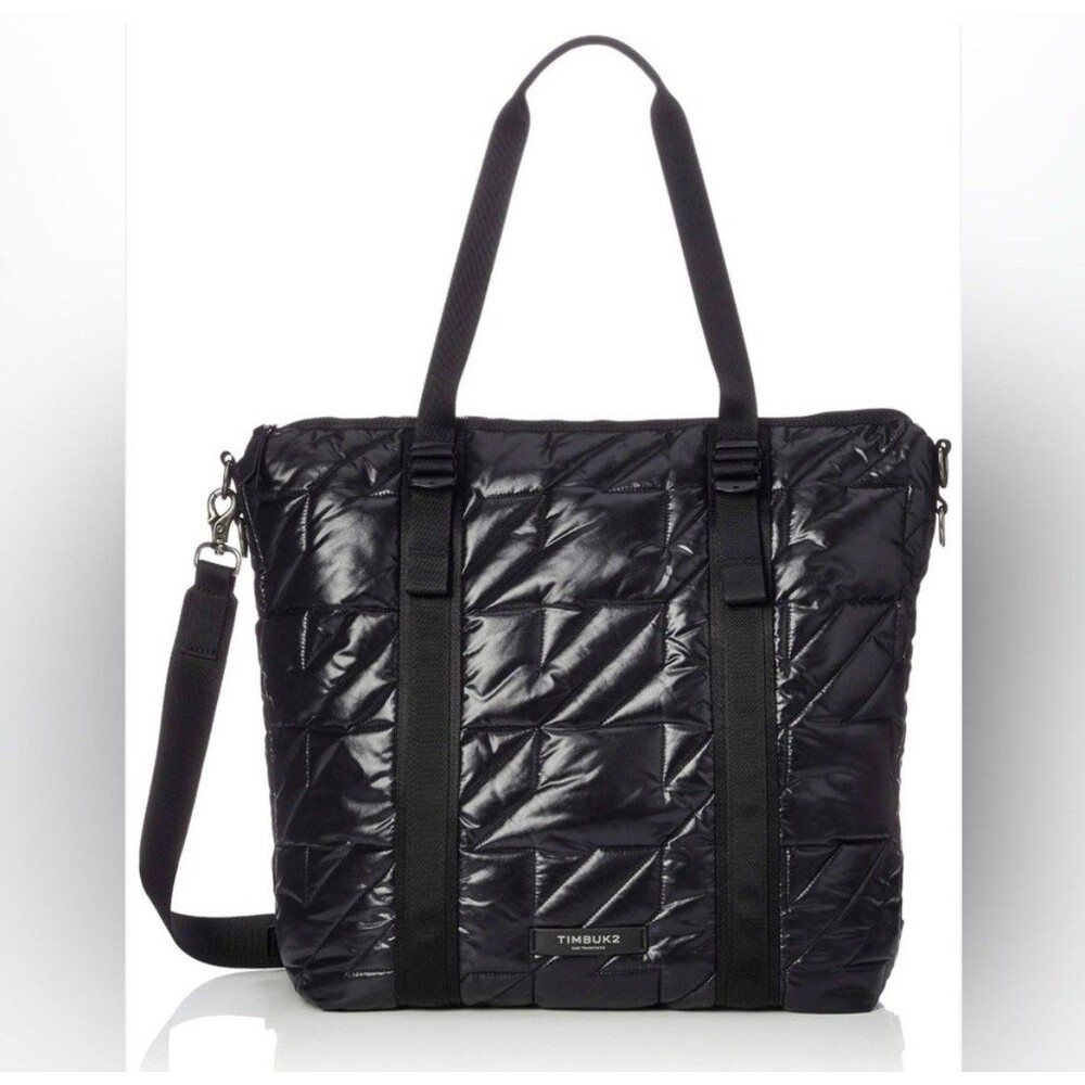 Timbuk2 Unisex mid-sized elevated Tote Shiny Parcel Tote Bag Jet Black Quilted